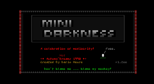 Title screen of 'MiniDarkness'.